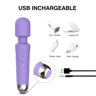 Vibrator Masaj Kendi, 20 Moduri Vibratii, 9 Intensitati Viteza, Functie Memorare si Resetare, Silicon, USB, Lila