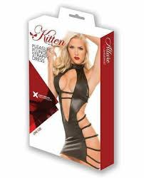 Pleasure Plunge Strappy Dress, Kitten Allure, black - OS