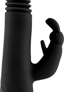Vibrator Rabbit Thrusting&Vibrating, Silicon, USB, Negru, 22 cm