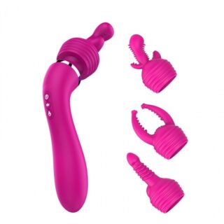 Vibrator Masaj cu 3 Capete 10 Moduri Vibratii Silicon USB