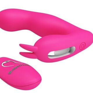 Vibrator Dubla Stimulare Josephine Remote Control 12 Moduri Vibratii Silicon USB Roz