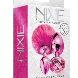 Set Nixie 2 Dopuri Anale Metalice Roz Pom Pom Jewel