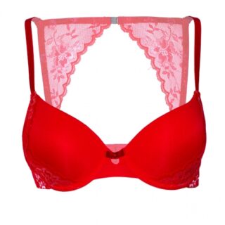 Sutien Sexy Dantela Florala Cupe Intarite Rosu 80 D