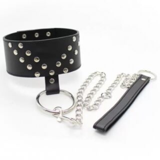 Zgarda BDSM cu Capse si Lesa cu Lant