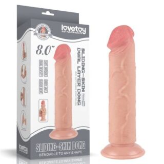 DILDO 8'' SLIDING SKIN DUAL LAYER DONG FLESH (20cm)