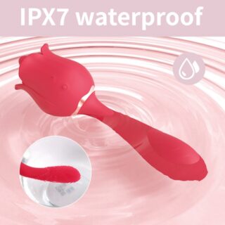 Vibrator Dublu Bendable Rose Flavor 9 Moduri Vibratii+9 Moduri Licking Silicon USB Rosu