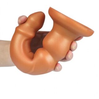 Dildo Lost cu Ventuza, Silicon Lichid, Auriu, 23 cm