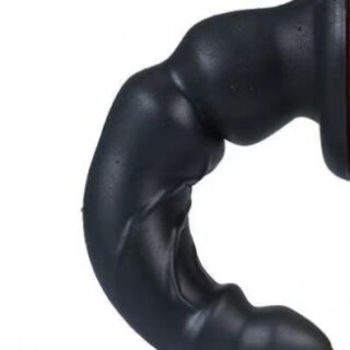 Dildo Lost cu Ventuza, Silicon Lichid, Negru, 23 cm