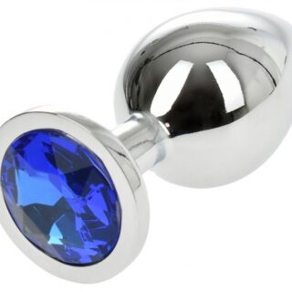 Dop Anal Metallic Buttplug Medium Argintiu/Albastru