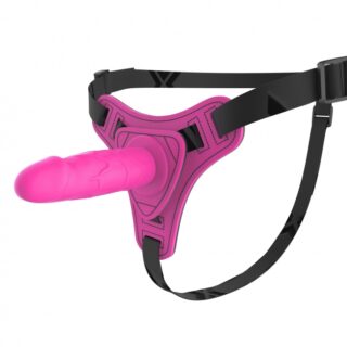 Strap-on cu Dildo Realist, Silicon, Roz