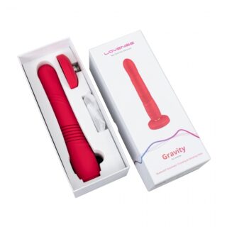 Vibrator Gravity Thursting Lovense, Bluetooth Control, Free App, Silicon, Rosu, 25.9 cm