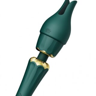 Vibrator Kyro Best Wand + 2 Atasamente Silicon Verde 29.1 cm