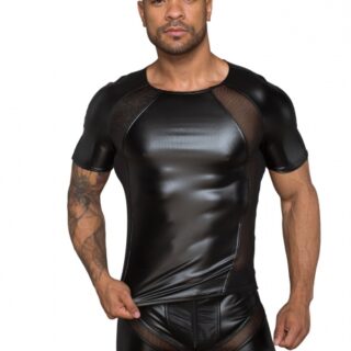 Tricou Sexy Barbati Wetlook cu Plasa 3D Transparenta M