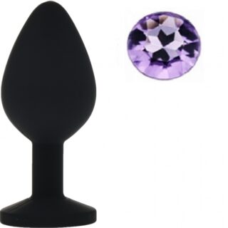Dop Anal Silicone Buttplug Medium Negru/Mov Deschis