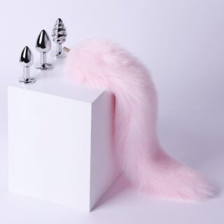 Set 3 Dopuri Anale cu Coada Lunga- Roz