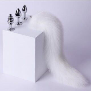 Set 3 Dopuri Anale cu Coada Lunga, Alb