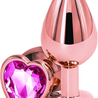 Dop Anal Brilliant Anal Plug Small, Rose Gold, Piatra Roz Inchis