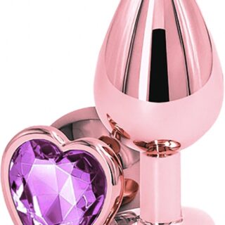 Dop Anal Brilliant Anal Plug Medium, Rose Gold, Piatra Roz Deschis