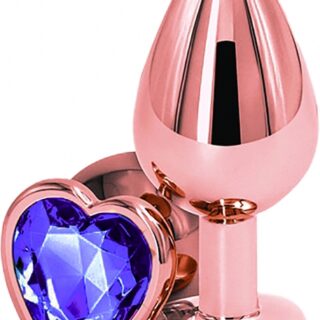 Dop Anal Brilliant Anal Plug Small, Rose Gold, Piatra Albastra