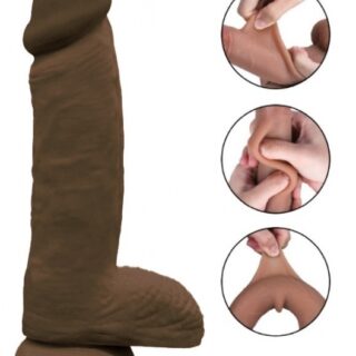 Dildo Noah Sliding&Bendable, TPE Strat Dublu, Maro, 21.5 cm