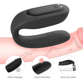 Vibrator Cuplu Ruben, Remote Control, 9 Moduri Vibratii, Silicon, USB, Negru