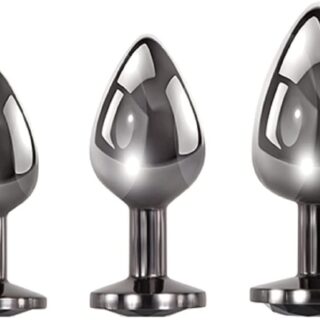 Set 3 Dopuri Anale Dark Anal Plug Kit, Metal, Negru