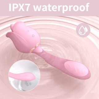 Vibrator Dublu Bendable Rose Flavor 9 Moduri Vibratii+9 Moduri Licking Silicon USB Roz