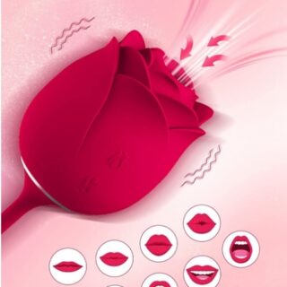 Stimulator Dublu Rosey, 9 Moduri Vibratii+9 Moduri Suctiune, Silicon, USB, Rosu,