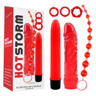 Kit Hot Storm Flirting Of Couple, Multispeed, TPE+ABS, Rosu