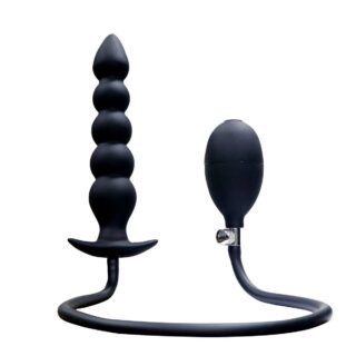 Dop Anal Gonflabil Beaded, PVC, Negru, 18 cm