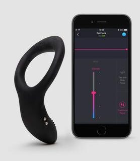 Inel de Penis Lovense Diamo, Bluetooth Control, Free App, Silicon, Negru