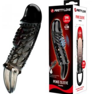 Prelungitor Penis Cecelia cu Vibratii, +2.5 cm, TPR, Negru