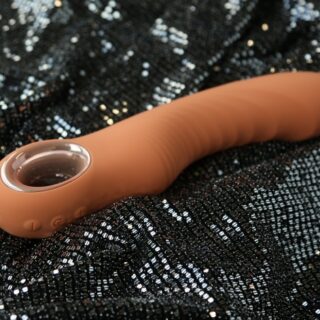 Vibrator Ribbed Vibe Glam, 10 Moduri Vibratii, Silicon, USB, Portocaliu, 22 cm