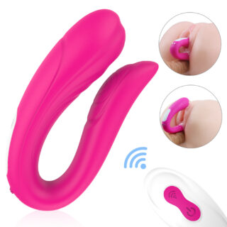 Vibrator Cuplu Beauty, 9 Moduri Vibratii, Remote Control, Silicon, USB, Roz, Guilty Toys