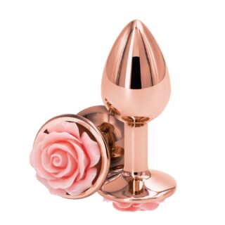 Anal Stop Small Metalic Rear Assets Rose Shape Gold / Pink