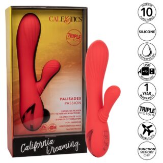 Vibrator Rabbit Palisades Passion cu Incalzire Functie Memorie Silicon USB Rosu 20 cm