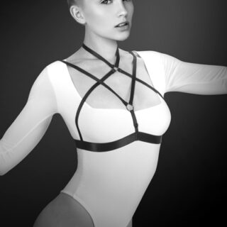 Harness de Piept Alyssa, Benzi Elastice Reglabile, Negru