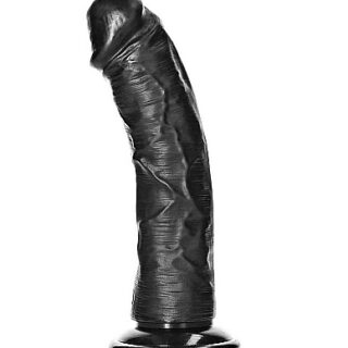 Dildo Realist cu Ventuza, PVC, Negru, 17.5 cm