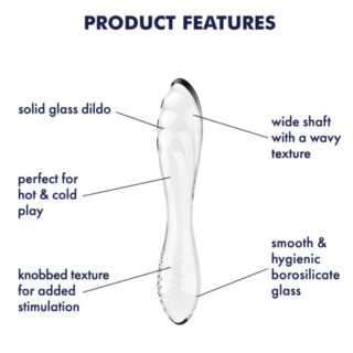 Dildo Dublu Dazzling Crystal 1, Sticla Borosilicata, Transparent, 17.8 cm