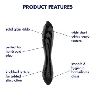Dazzling Crystal 1 Double Dildo, Borosilicate Glass, Black, 17.8 cm