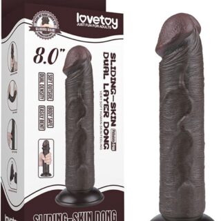 8'' Sliding Skin Dual Layer Dong Black
