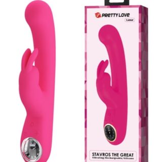 Vibrator Iepuras Lamar, 10 Moduri Vibratii, Ecran LED, Silicon, USB, Roz, 22 cm