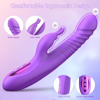 Vibrator Rabbit Samira Vibrating&Rotating&Thrusting&Heating, Silicon, USB - 24.5 cm