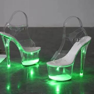 Sandale Transparente cu Lumini in Platforma si Toc