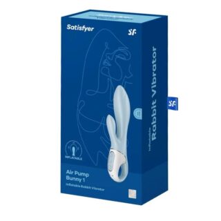 Vibrator Gonflabil Air Pump Bunny 1, 12 Moduri Vibratii, Albastru, 20.6 cm