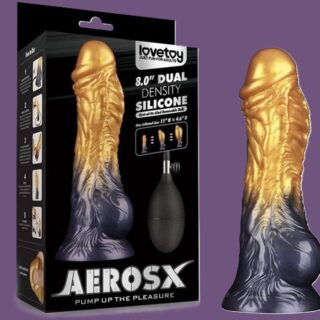 Dildo Gonflabil, Silicon Dubla Densitate, Galben/Negru – 21 cm